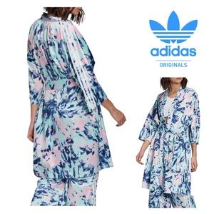adidas originals blue tie dye robe kimono cardigan